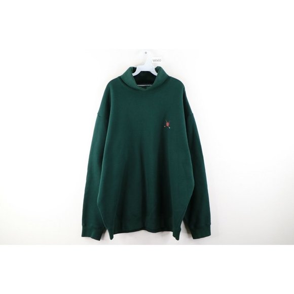 Vintage 90s Polo Golf Ralph Lauren Spell Out Turtleneck Sweatshirt Green